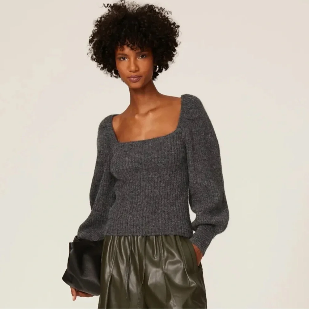 Rebecca Minkoff Grey Wool Puff Sleeve Pixi Sweater - Picture 1 of 15
